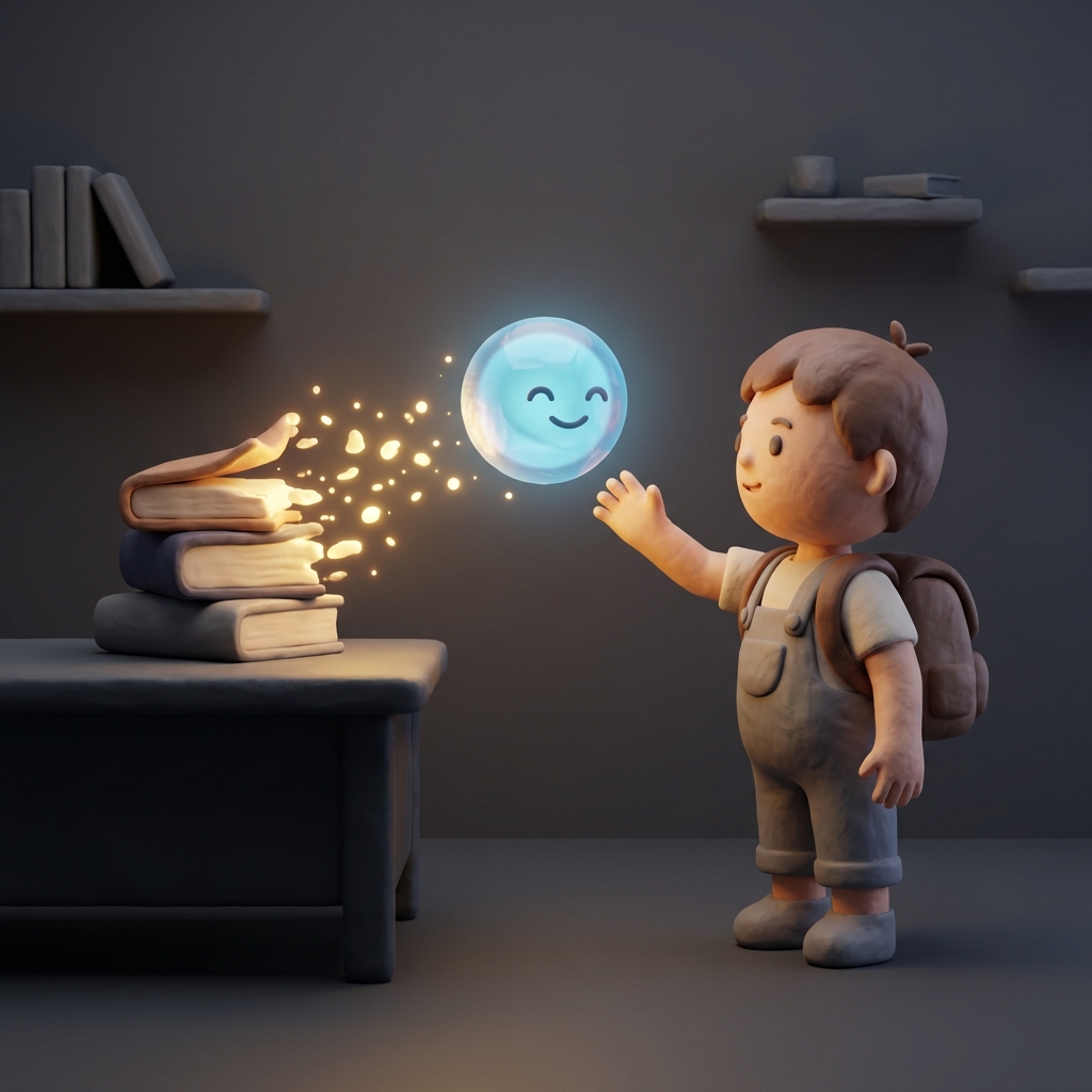 Child learning with AI hologram